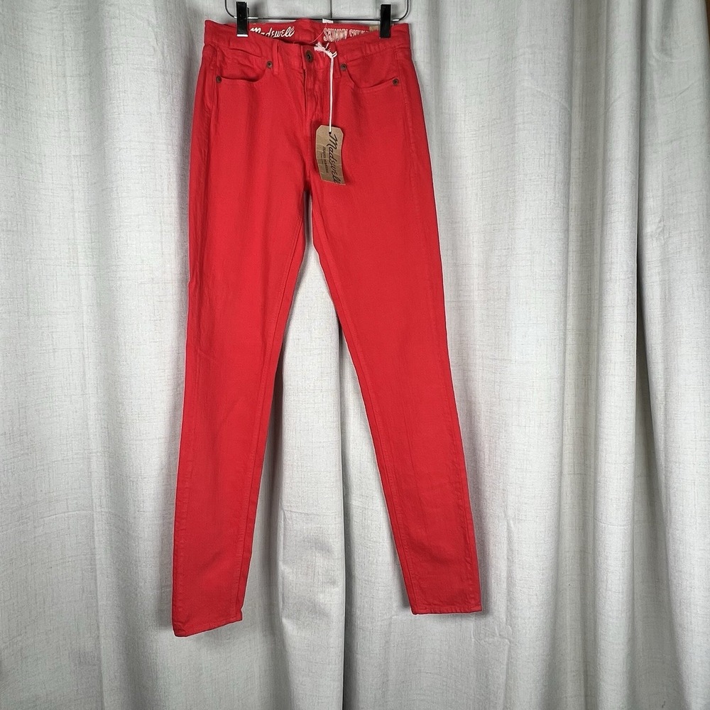 New!‎ Madewell Skinny Skinny Denim Jeans Women's Size 25 x 32 Bright Red $125